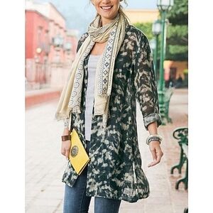 Soft Surroundings Milani Open Front Linen Cardigan-Size Large